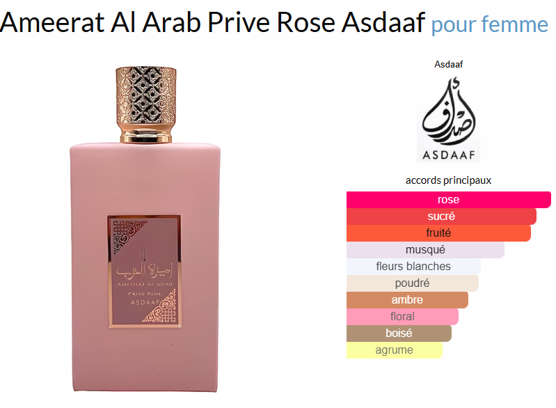 Ameerat Al Arab Prive Rose Asdaaf pour femme