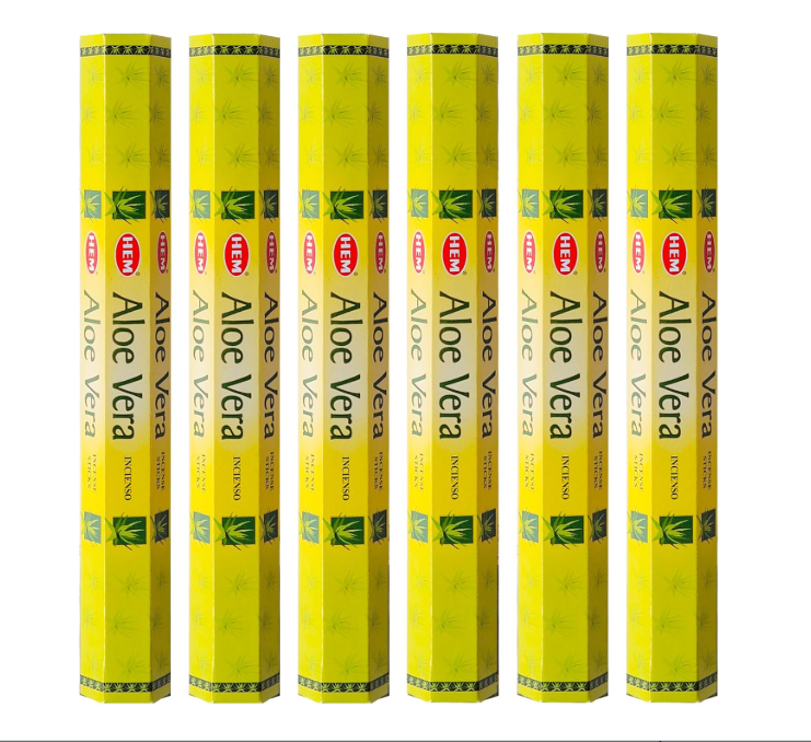 Encens HEM Aloe Vera – Lot de 6 boîtes (120 bâtonnets)