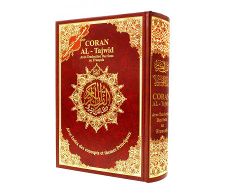 CORAN Al-Tajwid (AR/FR) index des concepts et thèmes - format 17 X 24 cm Bordeau