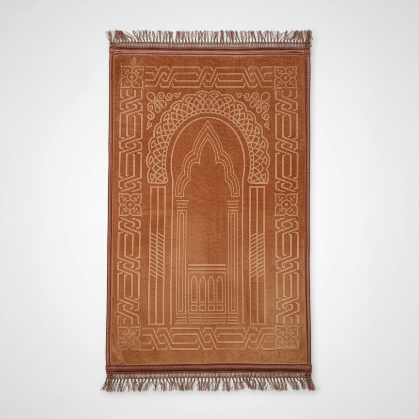 Tapis de prières couleur unie (marron claire)