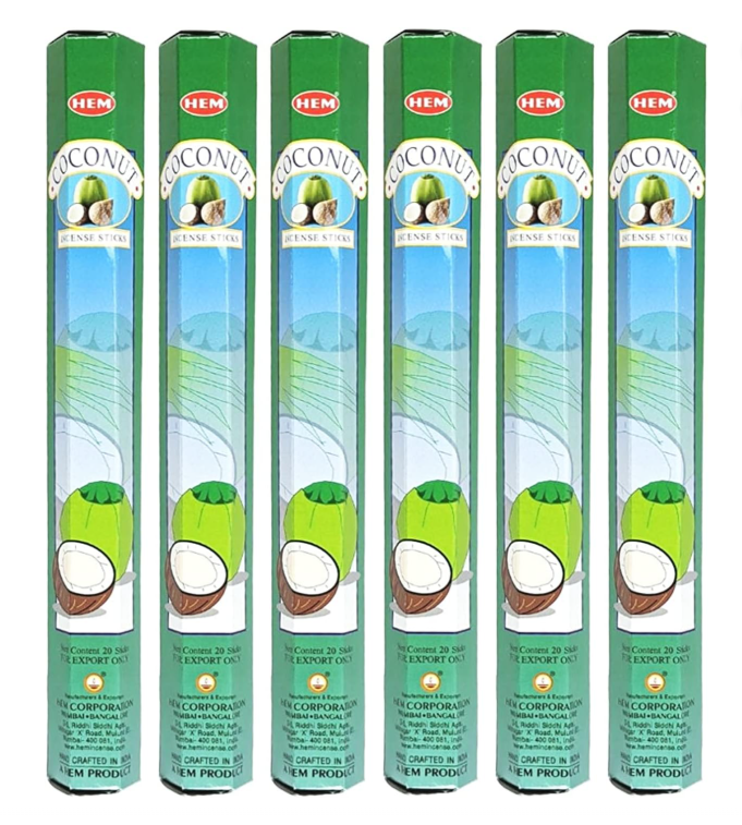 Encens Noix de coco 20 bâtons, 6packs = 120 bâtonnets
