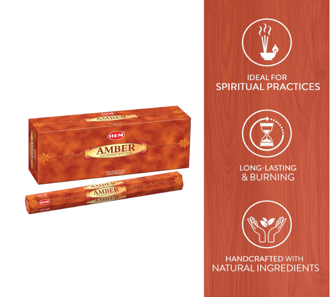 Encens HEM Amber – Boîte 20 bâtonnets