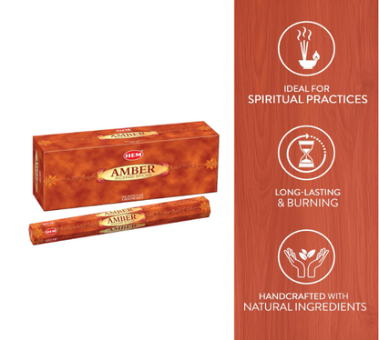 Encens HEM Amber – Boîte 20 bâtonnets