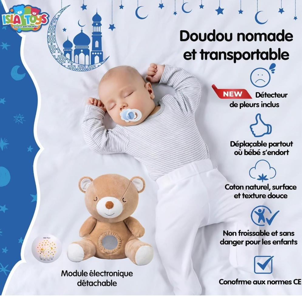 NOUNOURS AZUR– VEILLEUSE CORANIQUE 3 EN 1 – ISLA TOYS