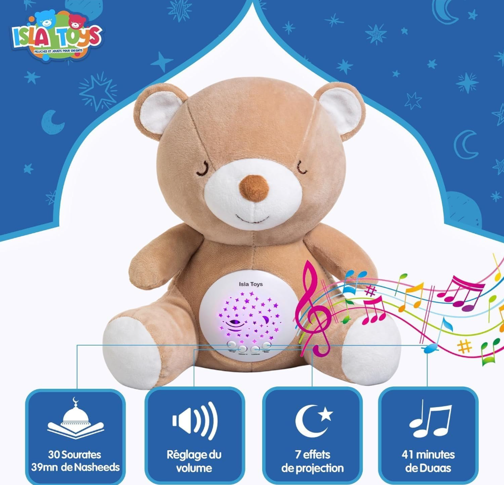 NOUNOURS AZUR– VEILLEUSE CORANIQUE 3 EN 1 – ISLA TOYS
