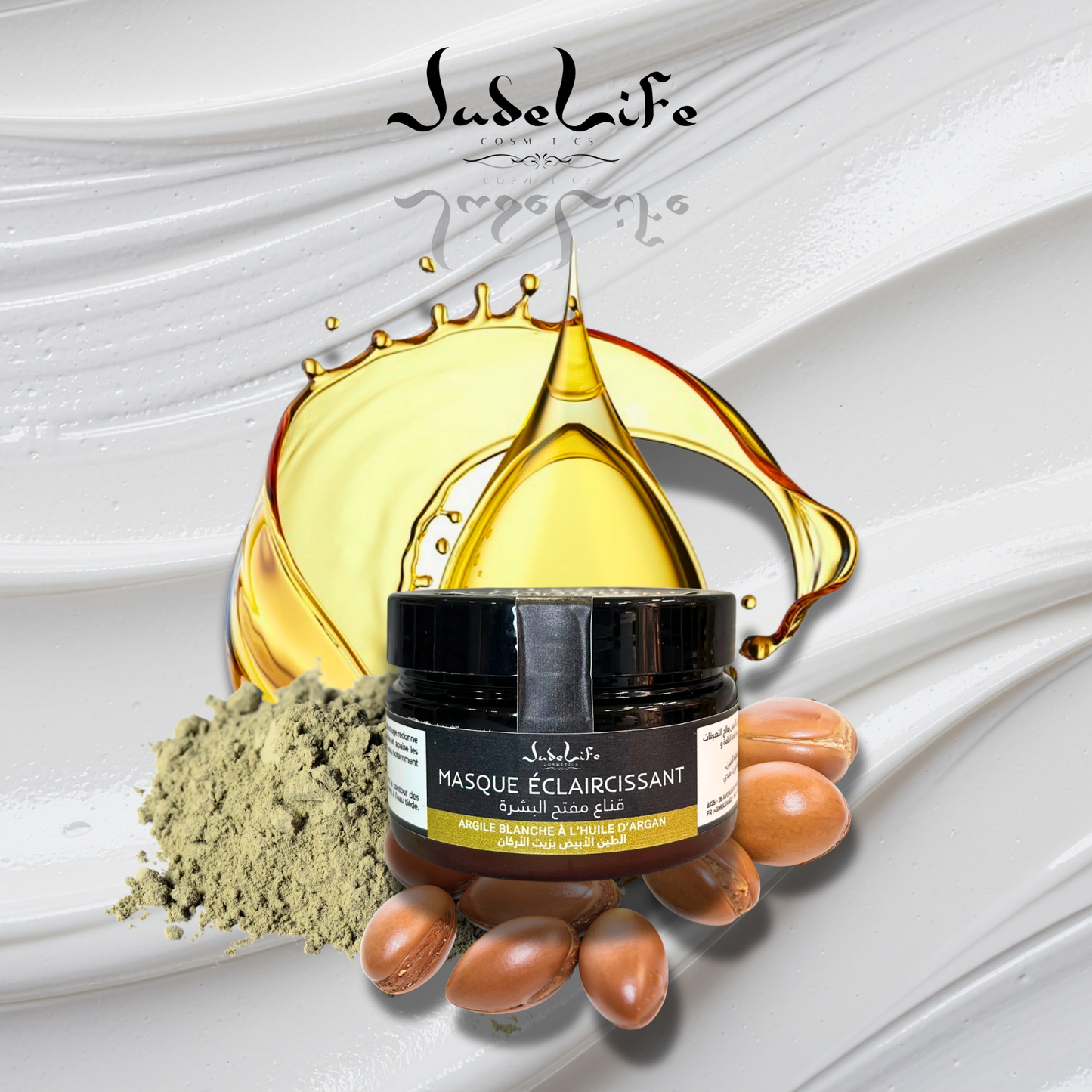 Masque Éclaircissant Jude Life – Argile Rouge & Huile d’Argan (100 g)
Un masque naturel qui illumine le teint, apaise les peaux sensibles et ravive l’éclat du visage grâce à l’argile rouge et à l’huile d’argan pure.