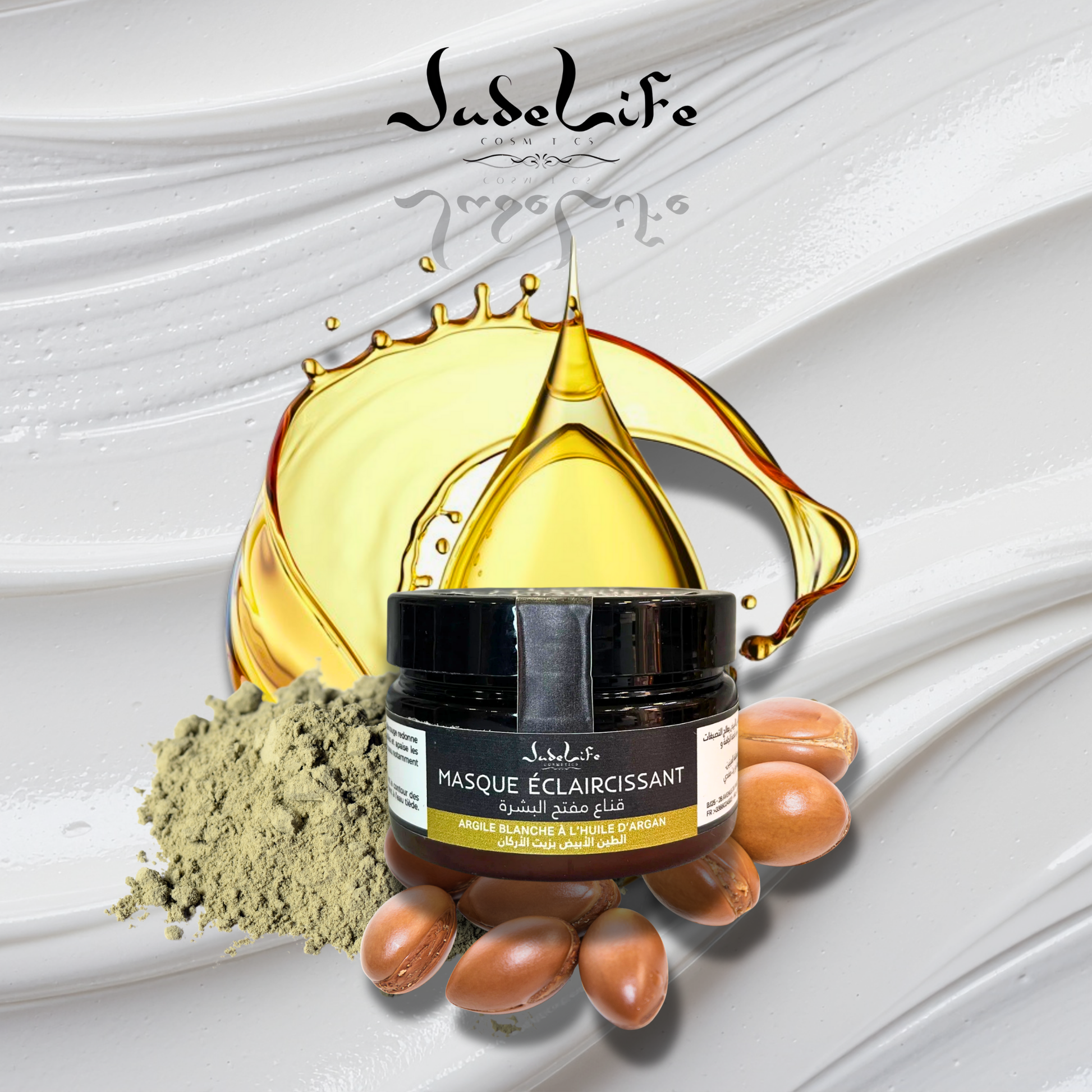 Masque Éclaircissant Jude Life – Argile Rouge & Huile d’Argan (100 g)
Un masque naturel qui illumine le teint, apaise les peaux sensibles et ravive l’éclat du visage grâce à l’argile rouge et à l’huile d’argan pure.