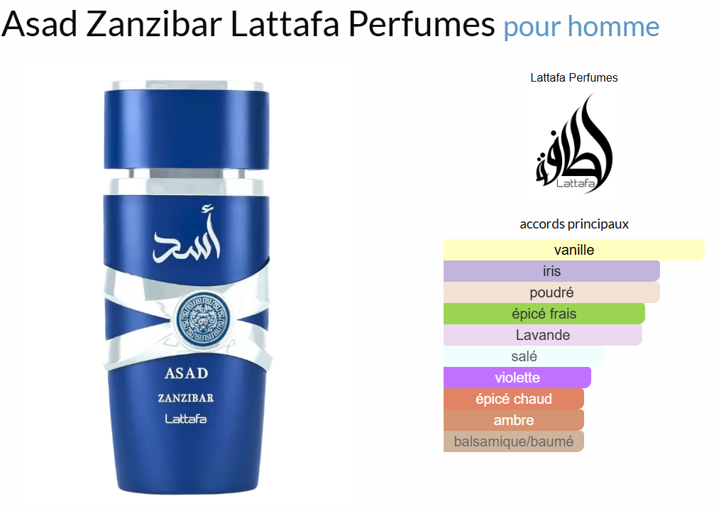 Parfum Asad Zanzibar de la marque Lattafa