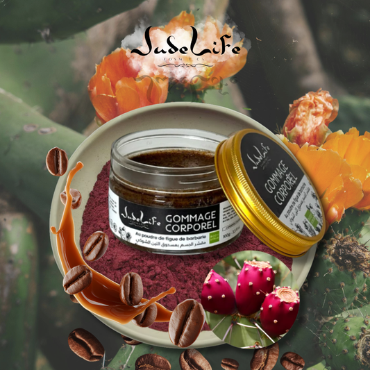 Gommage Corps Café & Figue de Barbarie – 100g – Judelife – Exfoliant Naturel Corps