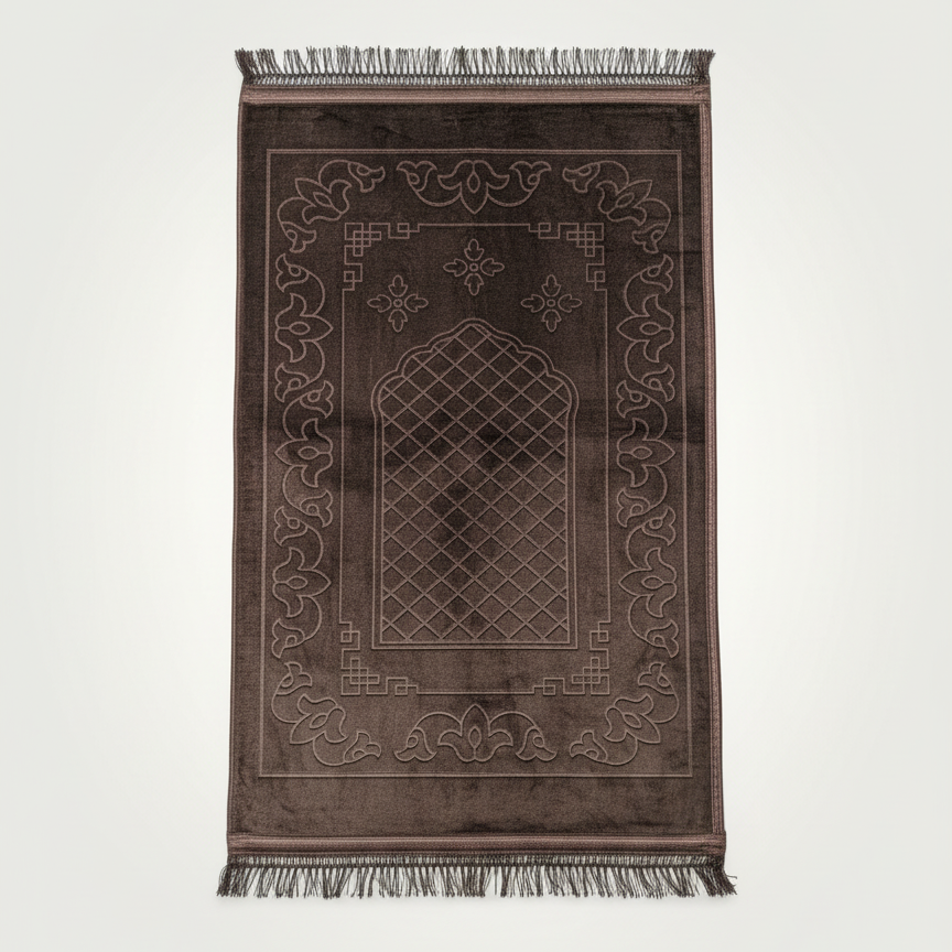 Tapis de prières couleur unie (marron foncé)